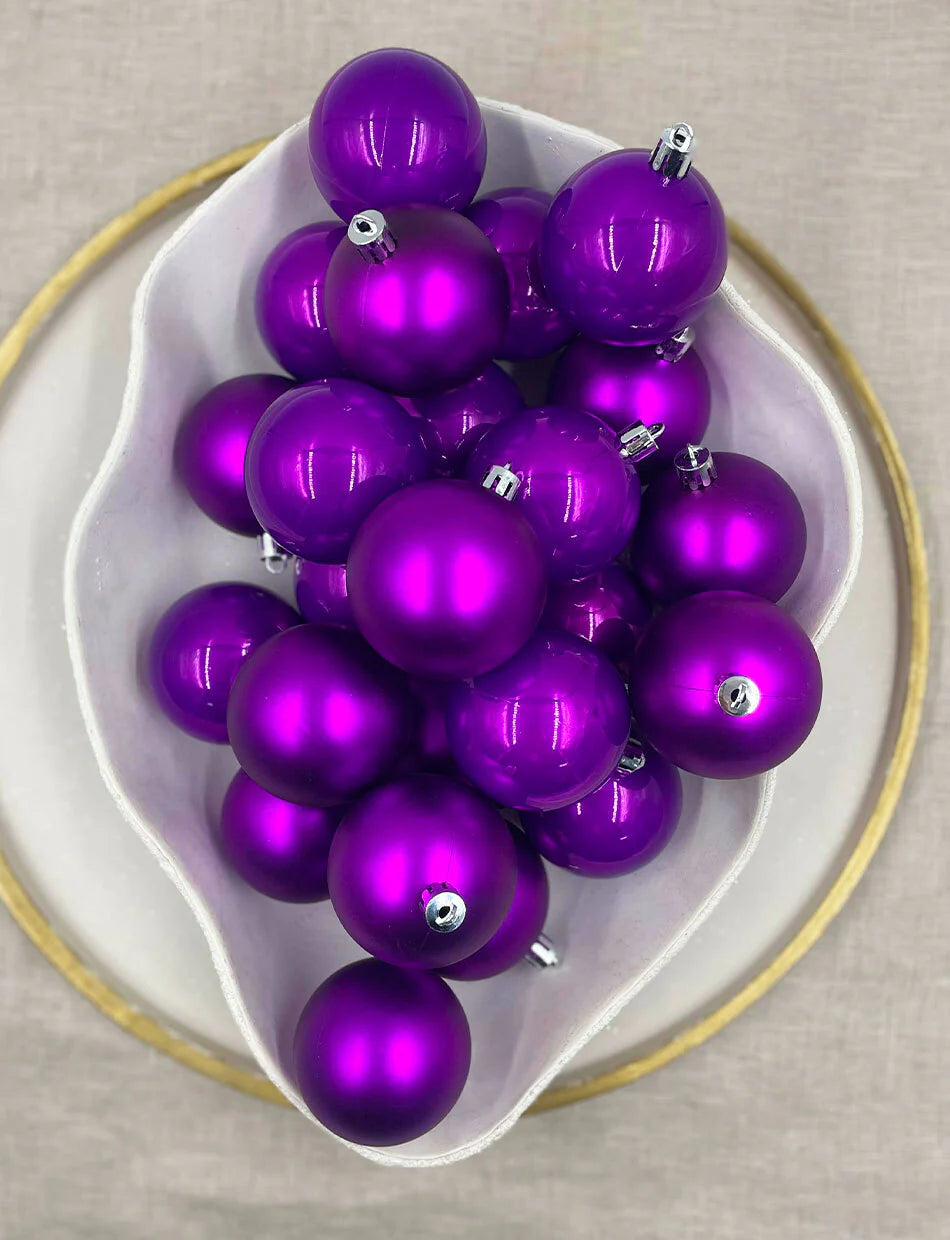 100mm Purple Christmas Baubles Pearl / Matt