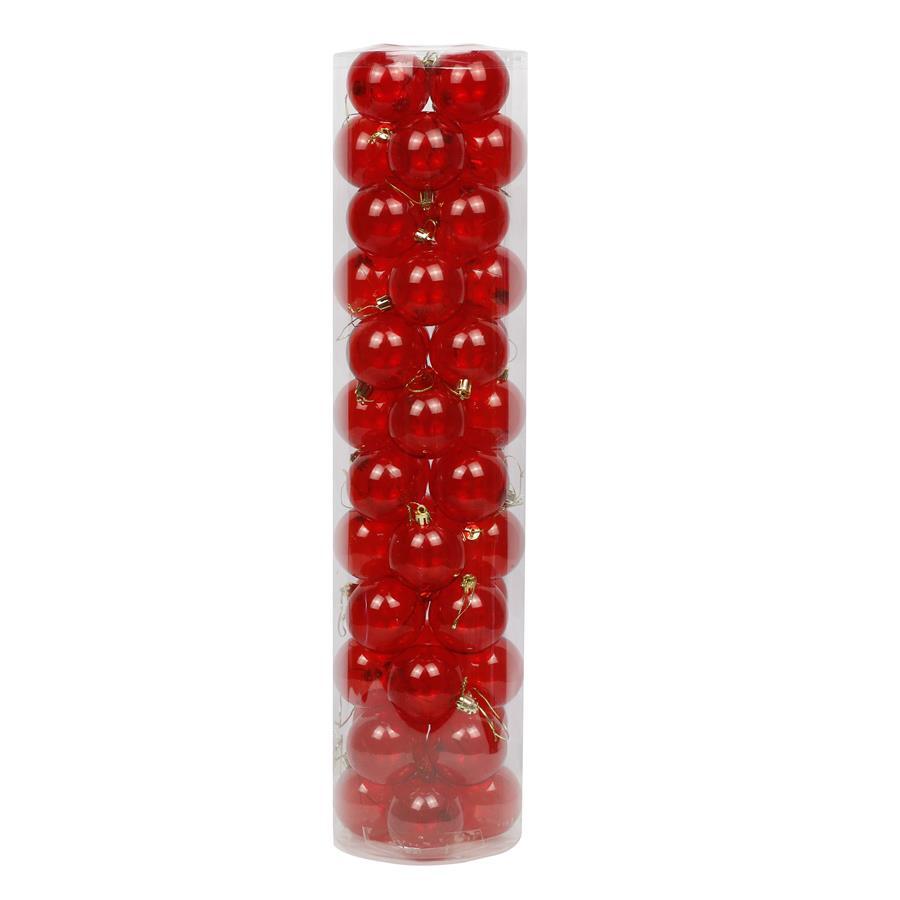 Red Clear Christmas Baubles 60mm