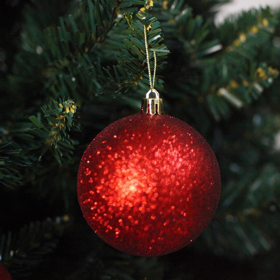 Red Christmas Baubles 60mm Glitter Packs