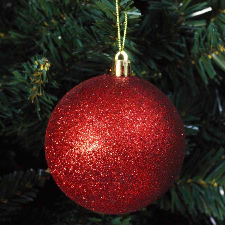 Red Christmas Baubles 60mm Glitter Packs