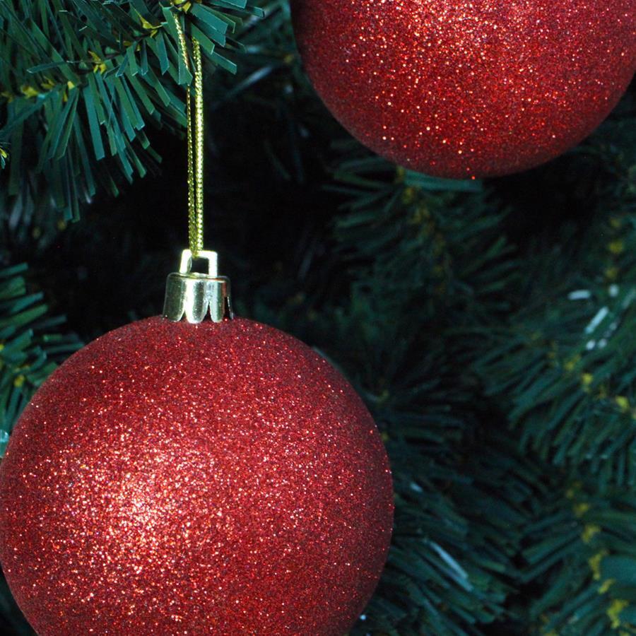 Red Christmas Baubles 60mm Glitter Packs