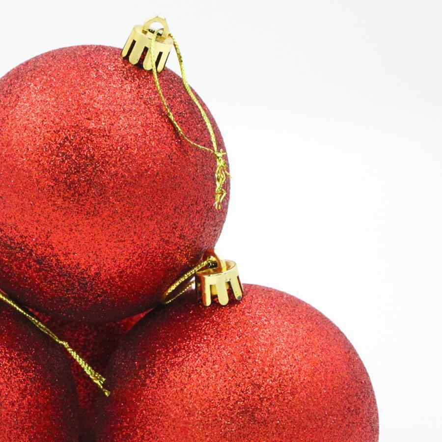 Red Christmas Baubles 60mm Glitter Packs
