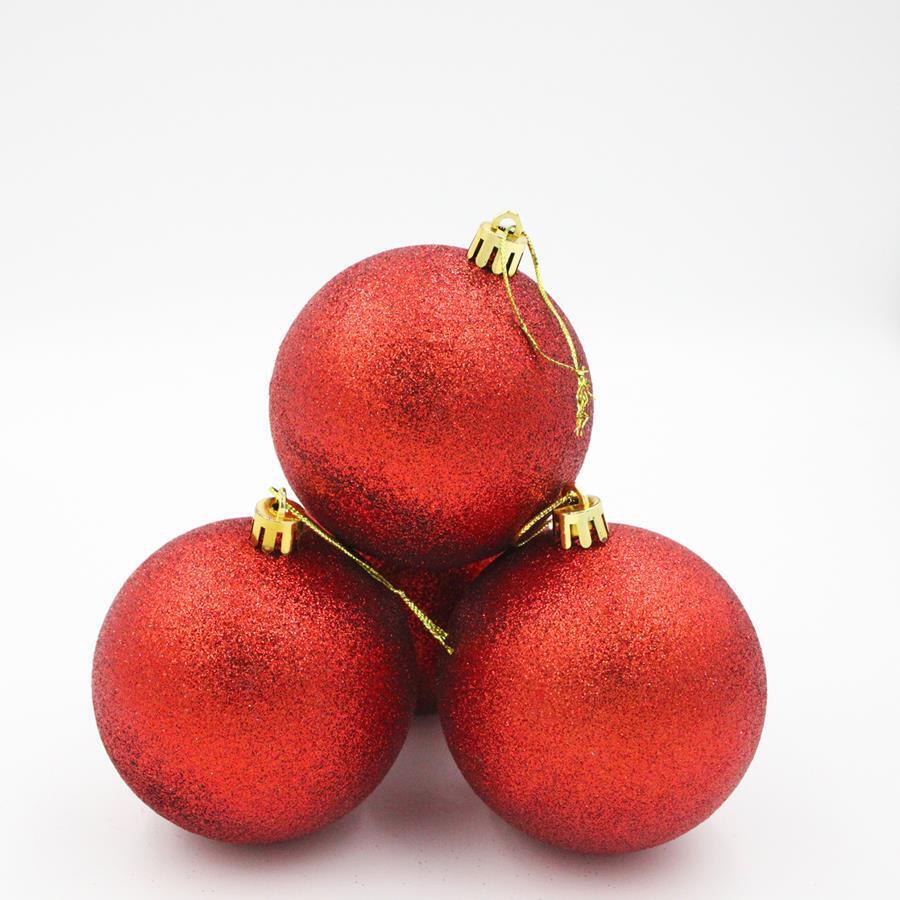 Red Christmas Baubles 60mm Glitter Packs