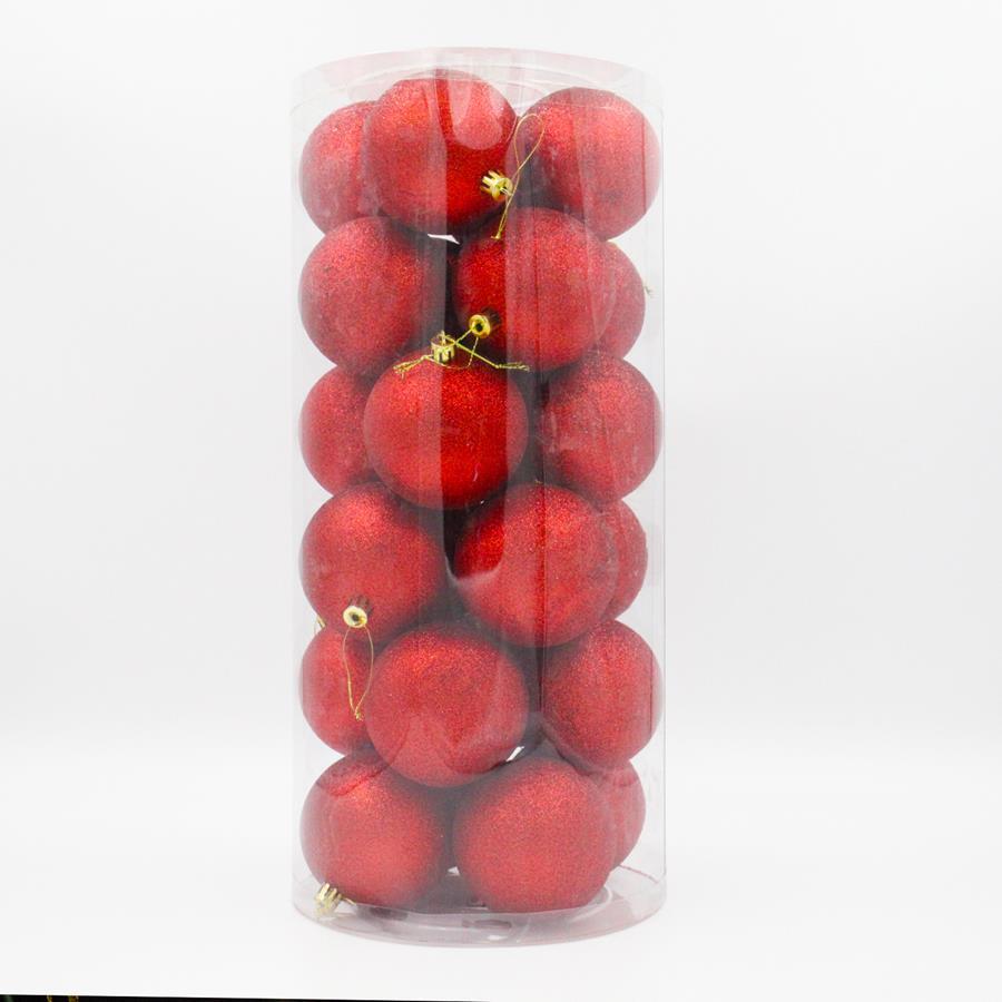 Red Christmas Baubles 70mm Glitter