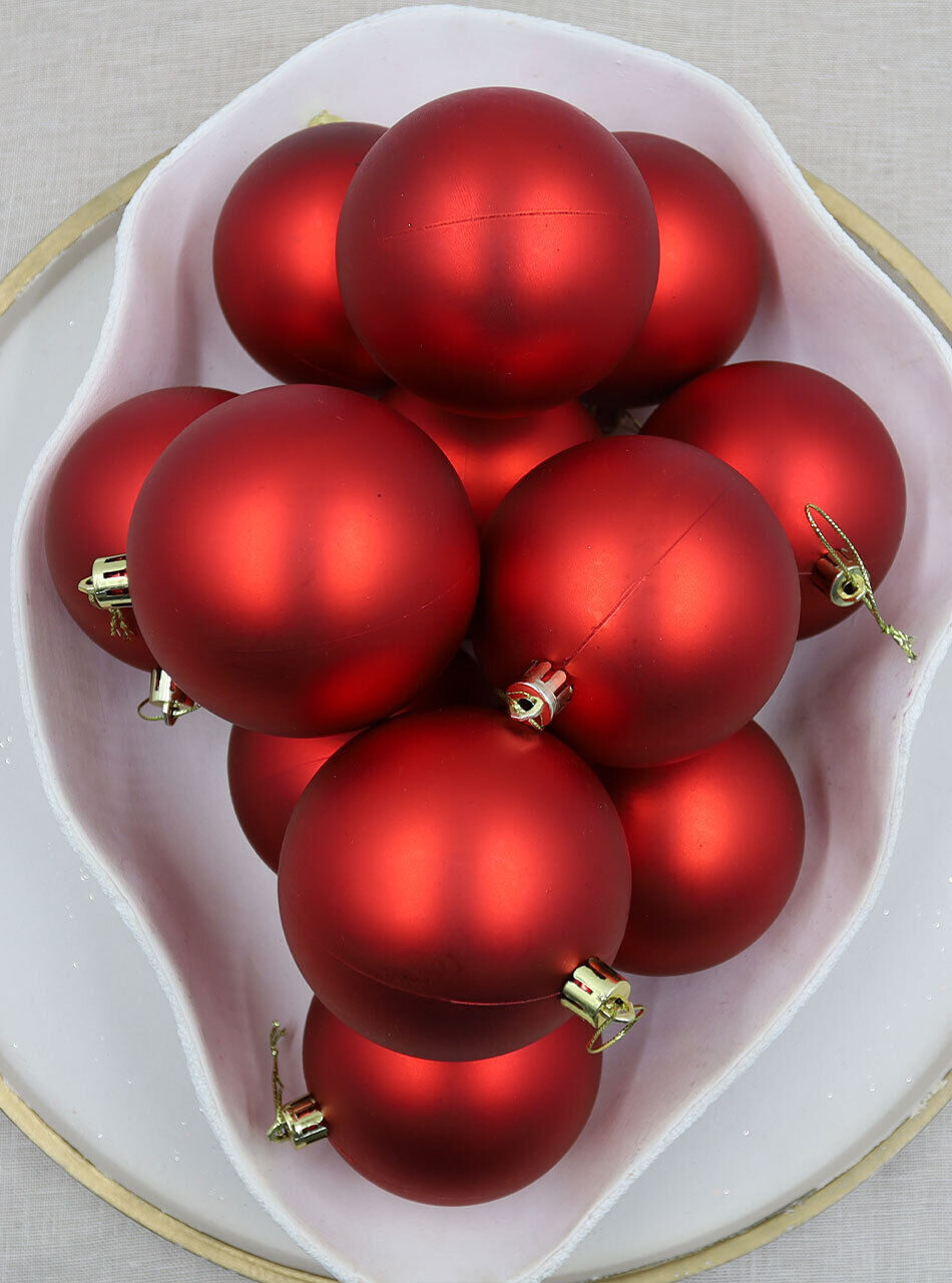Red Christmas Baubles 80mm Matt 24 & 48 Packs