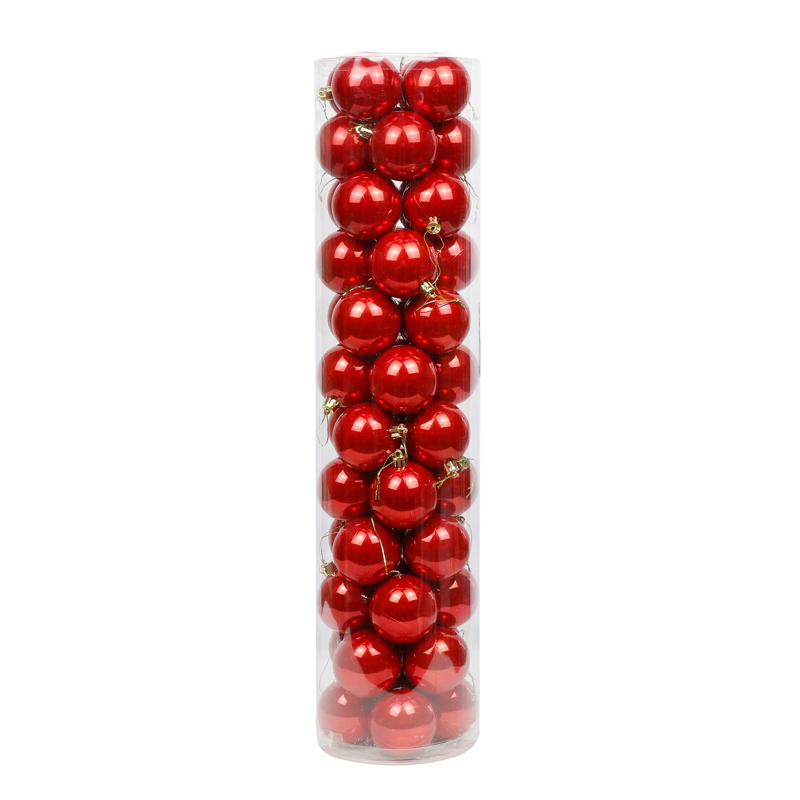 Red Christmas Baubles 80mm Pearl 48 Pack
