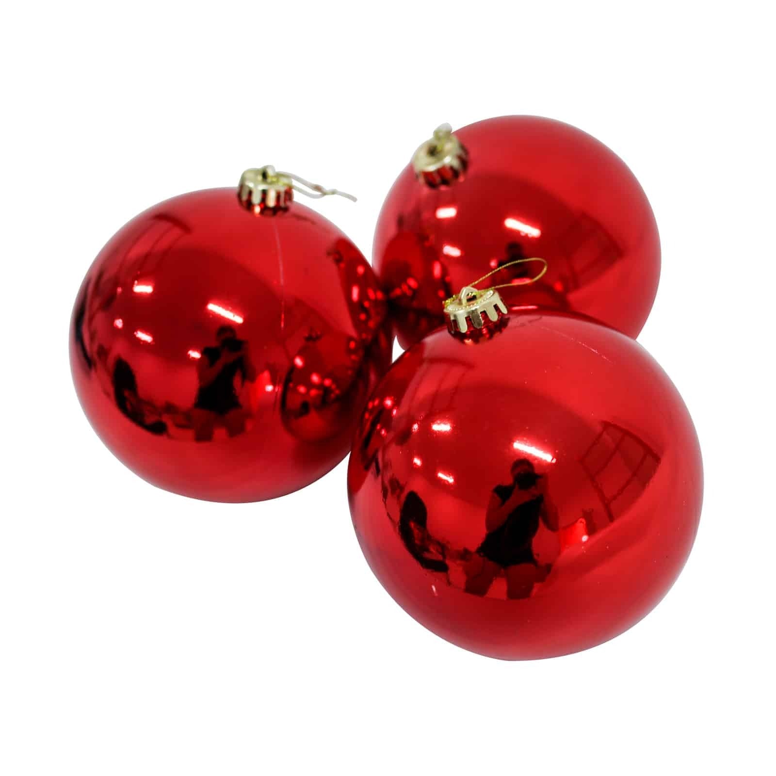 RED 100mm Christmas Baubles 24 Balls Gloss