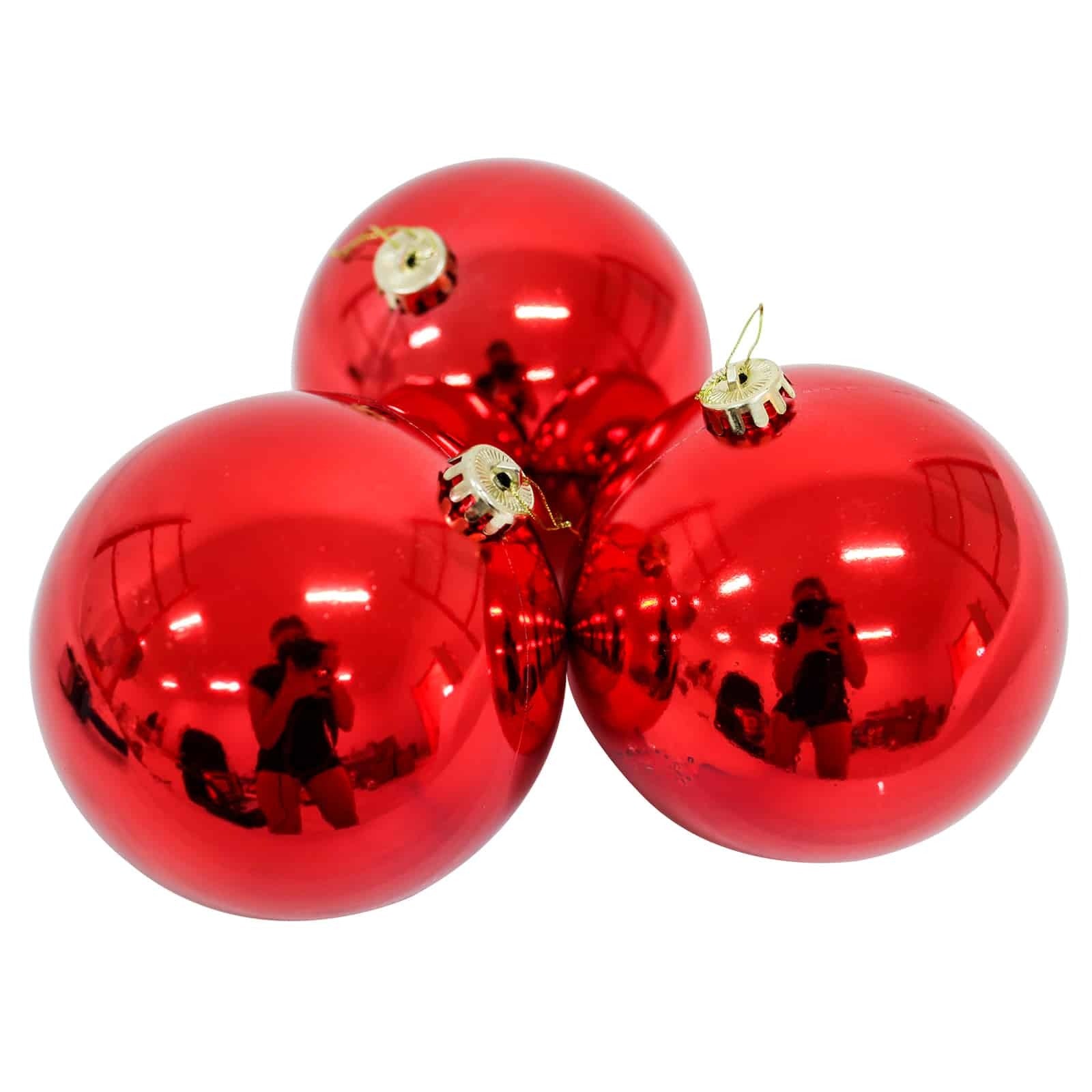RED 100mm Christmas Baubles 24 Balls Gloss