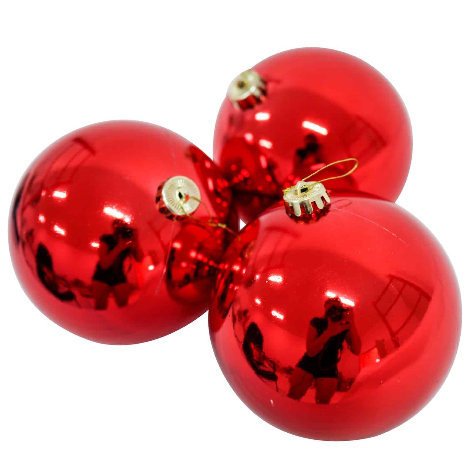 RED 100mm Christmas Baubles 24 Balls Gloss
