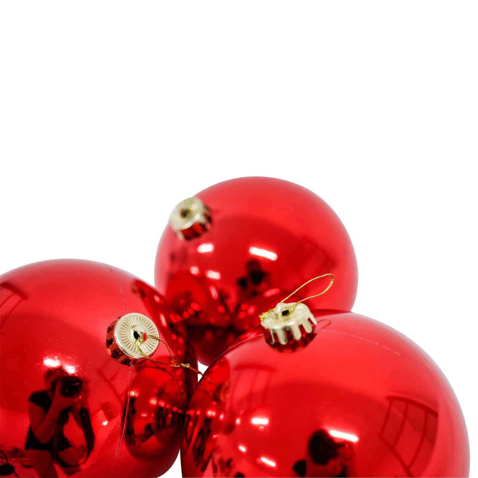 RED 100mm Christmas Baubles 24 Balls Gloss