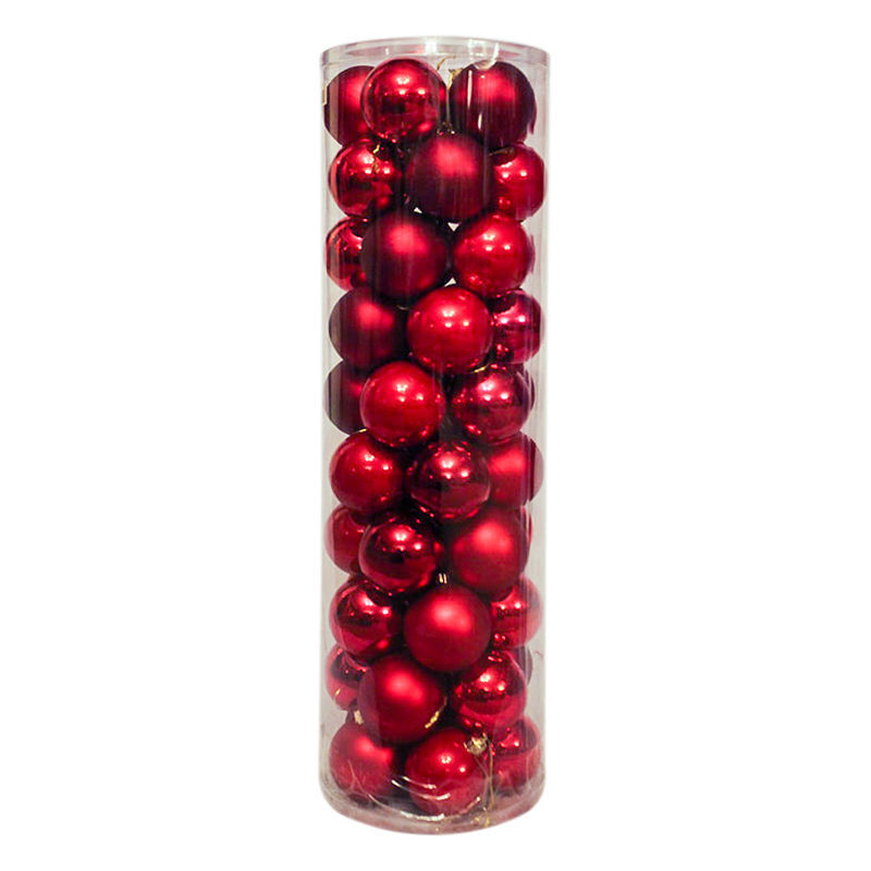 RED 70mm Christmas Baubles Gloss Pearl Matt