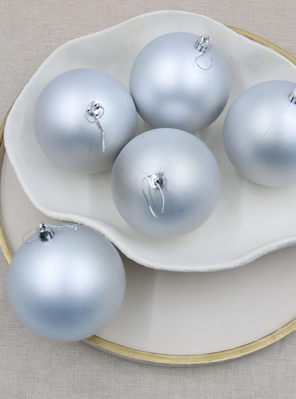 3 x Silver Christmas Baubles Matt 150mm