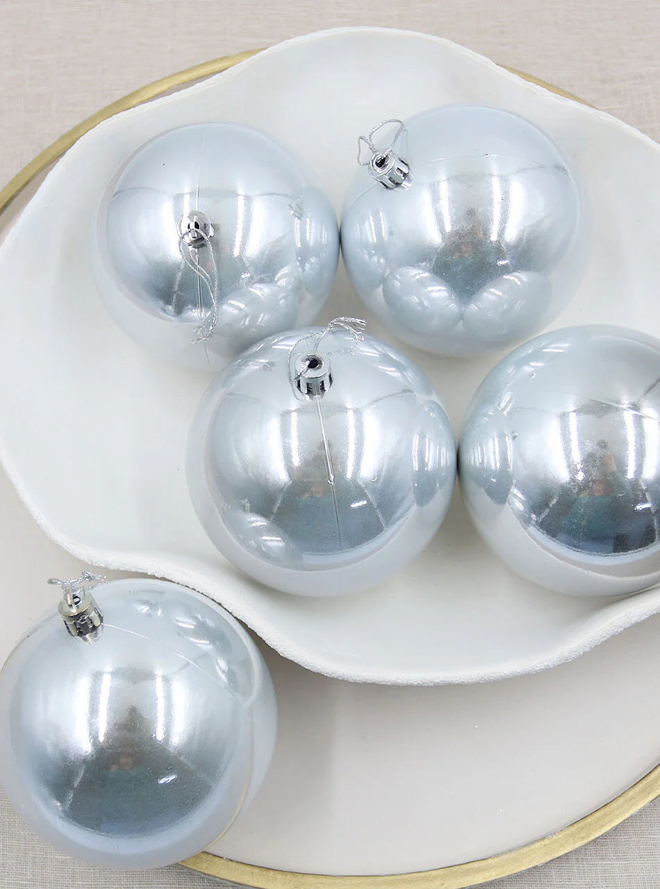 Silver Christmas Baubles Pearl 150mm