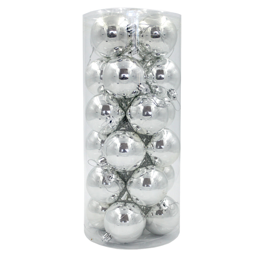 Christmas Baubles 70mm SILVER Packs Gloss