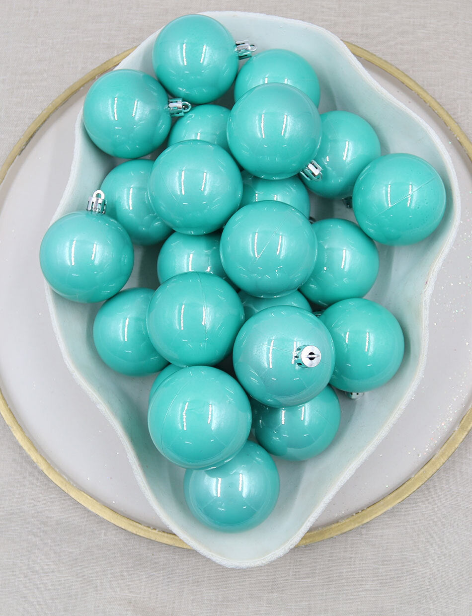 Tiffanie Blue Christmas Baubles 60mm Pearl 24 & 48 Packs
