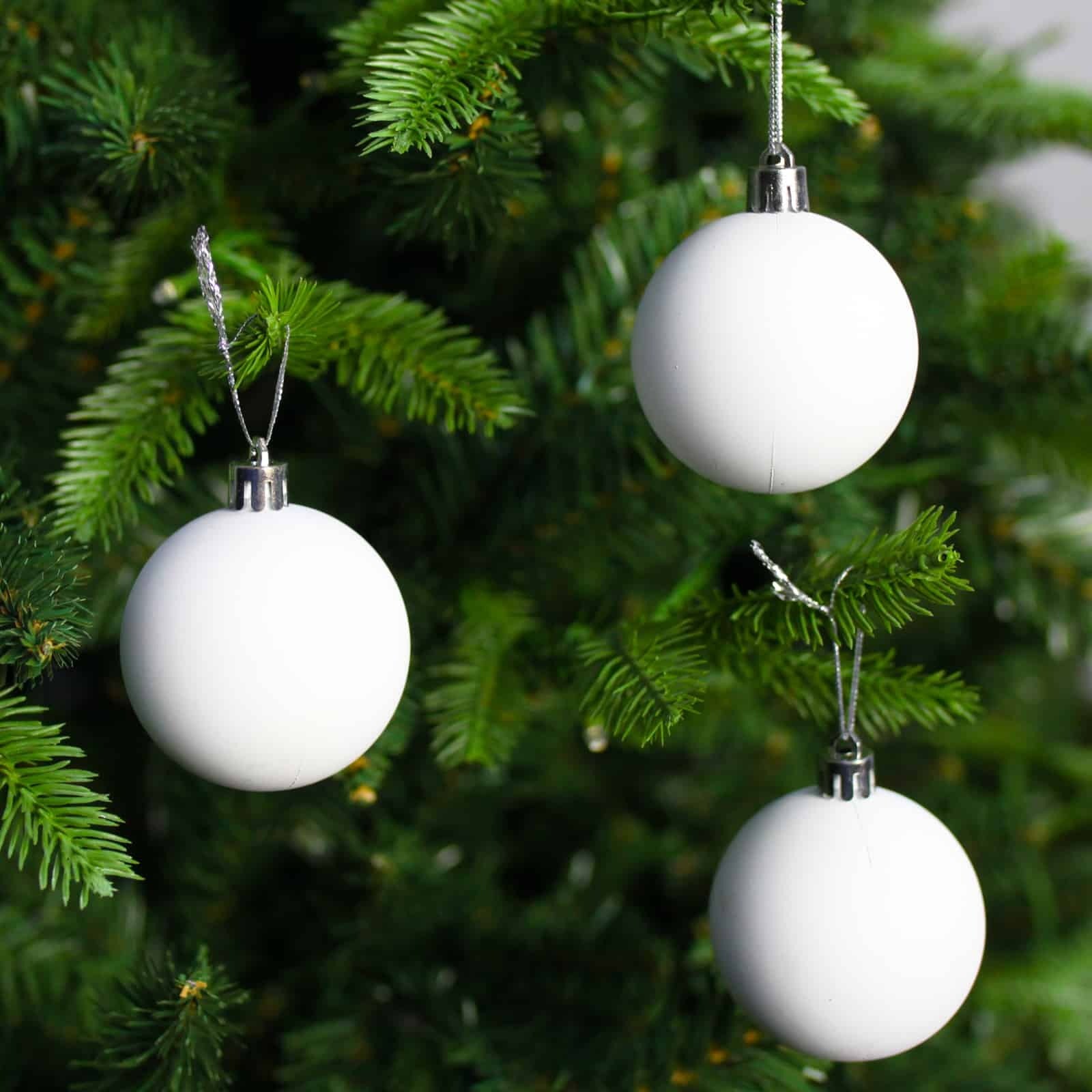 White Christmas Baubles 60mm Matt 24 And 48 Packs