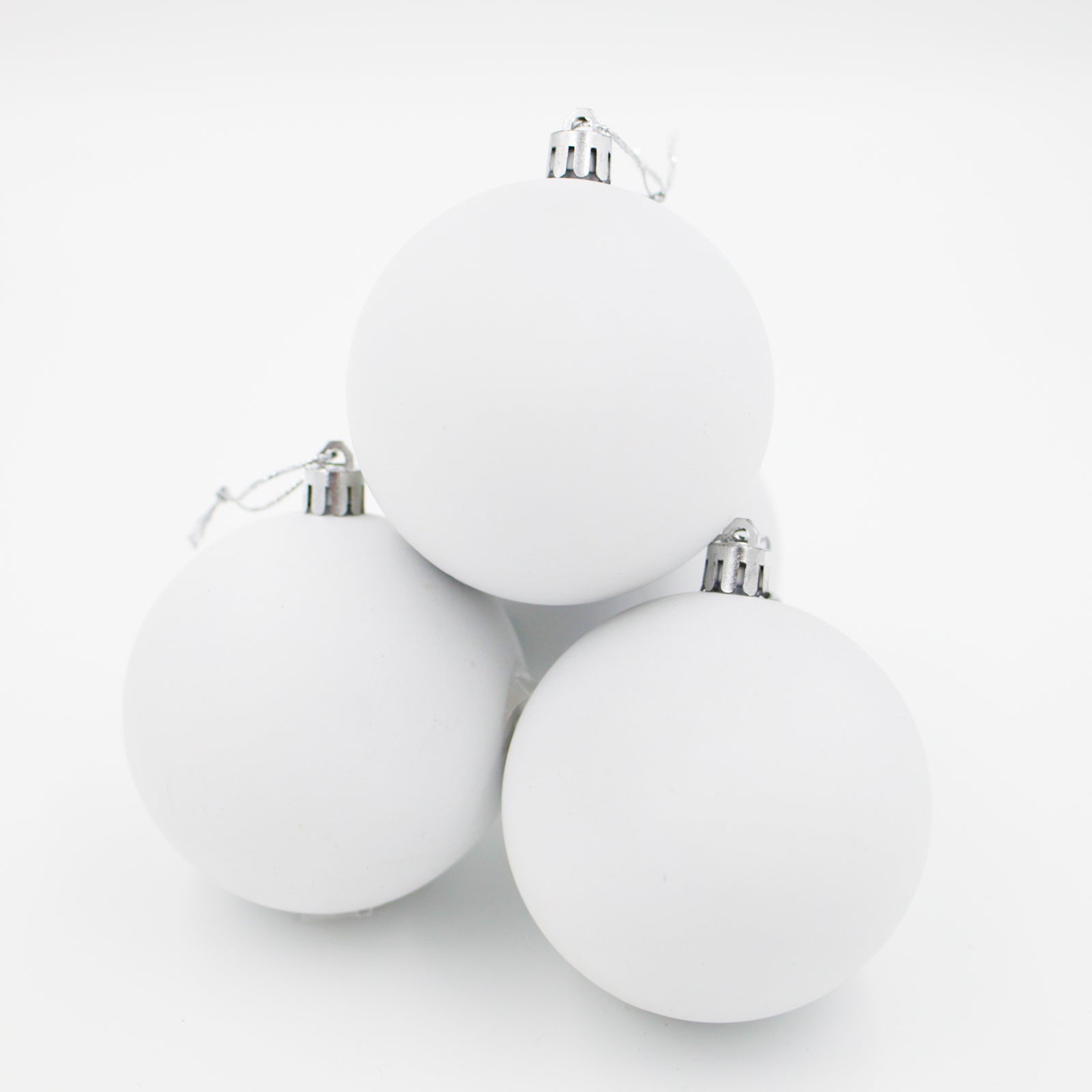 White Christmas Baubles 70mm Matt 24 and 48 Pack