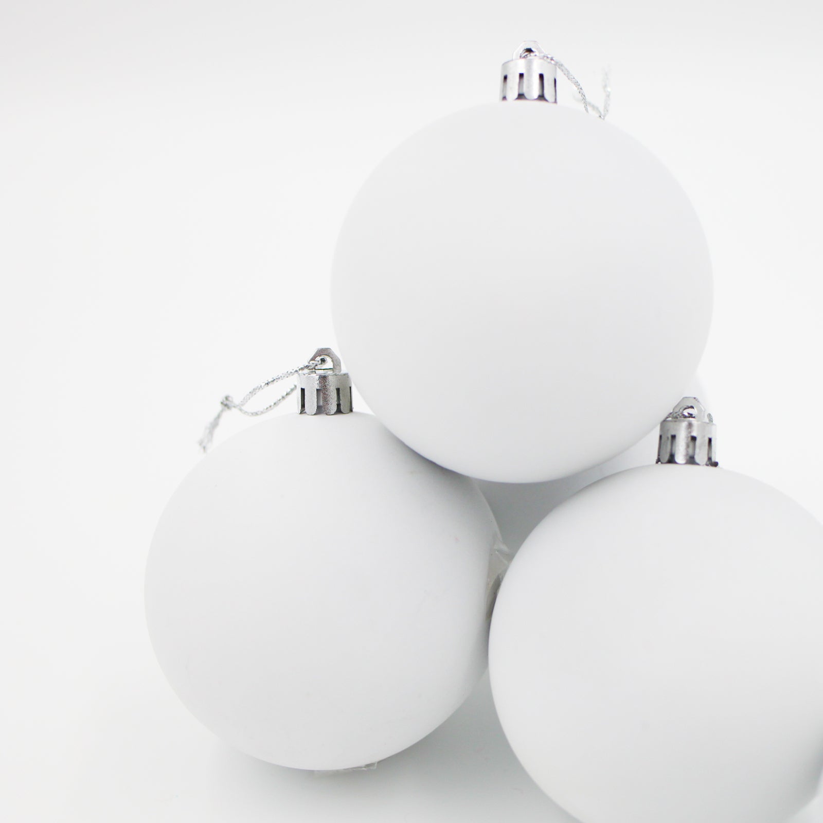 White Christmas Baubles 70mm Matt 24 and 48 Pack
