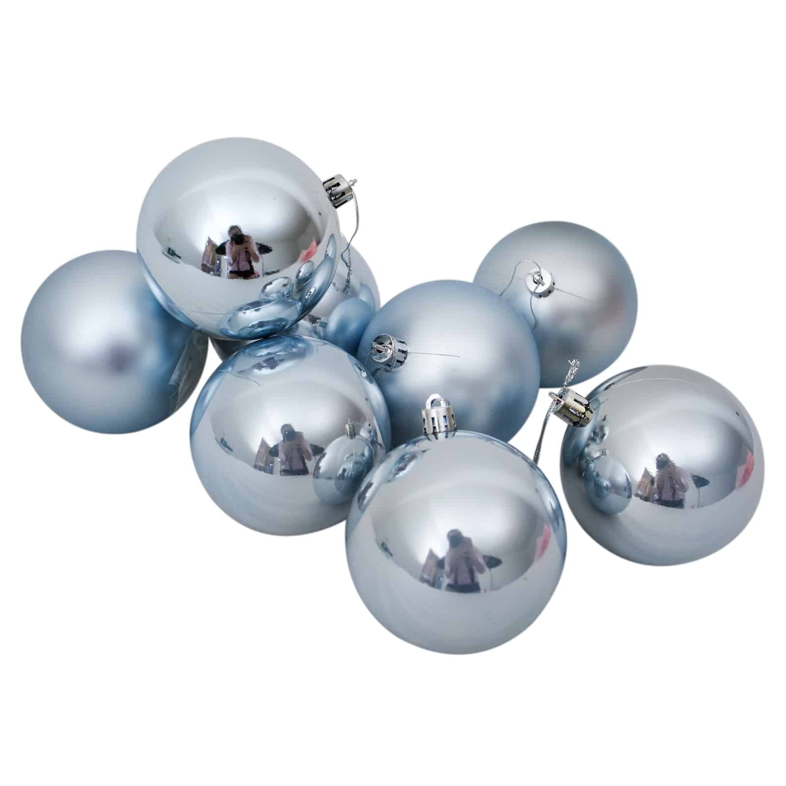 Baby Blue Christmas Baubles 80mm 48 Pack