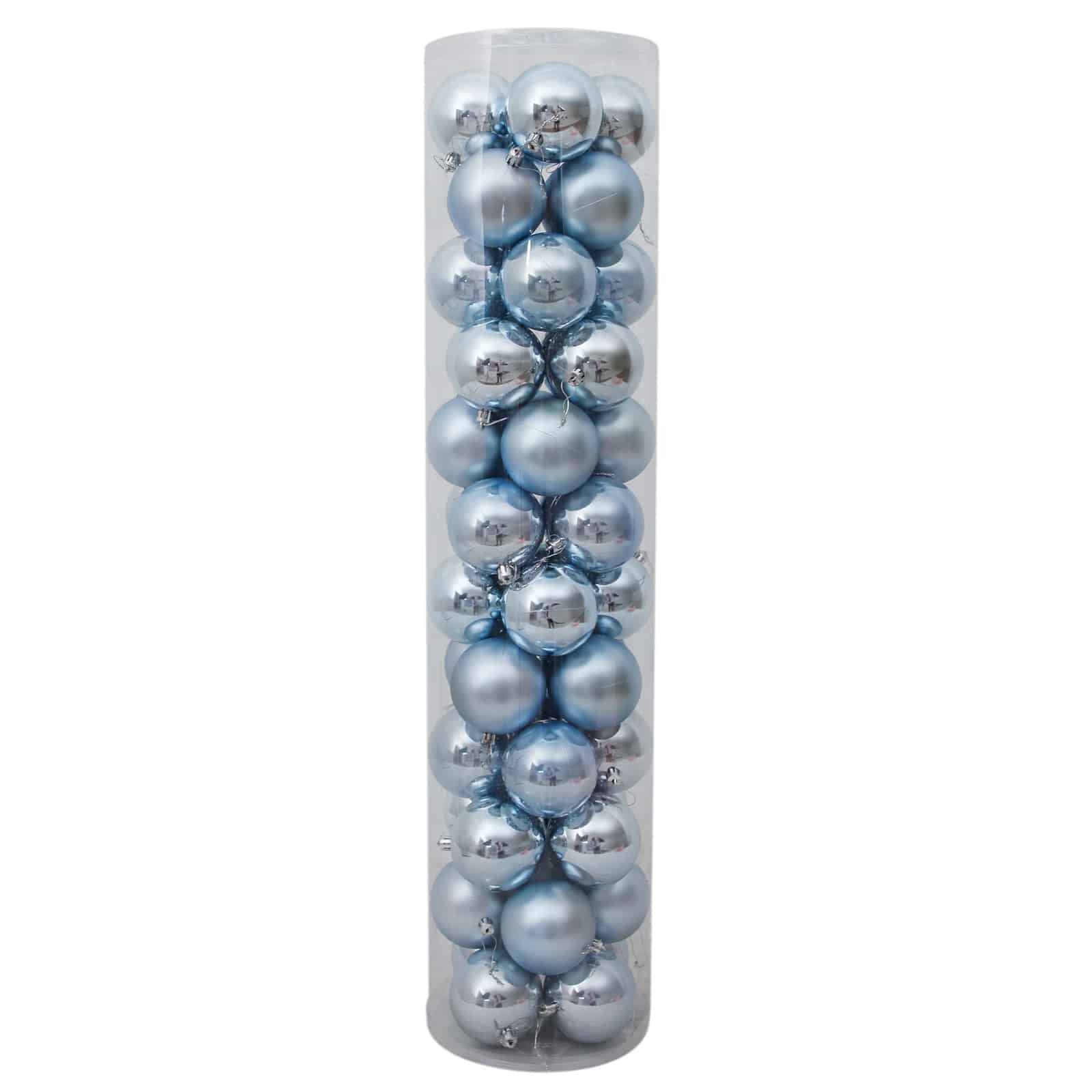 Baby Blue Christmas Baubles 80mm 48 Pack