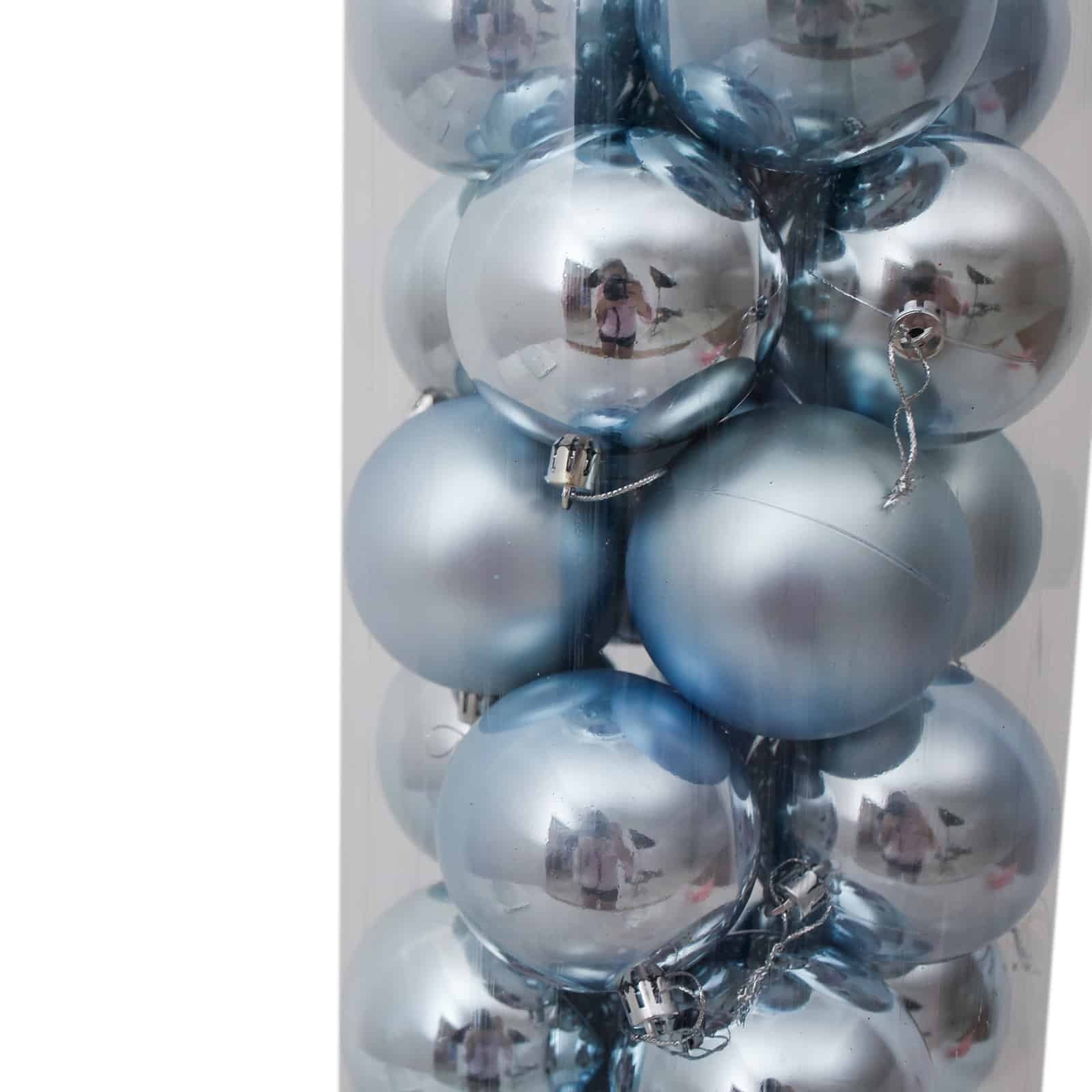 Baby Blue Christmas Baubles 80mm 48 Pack