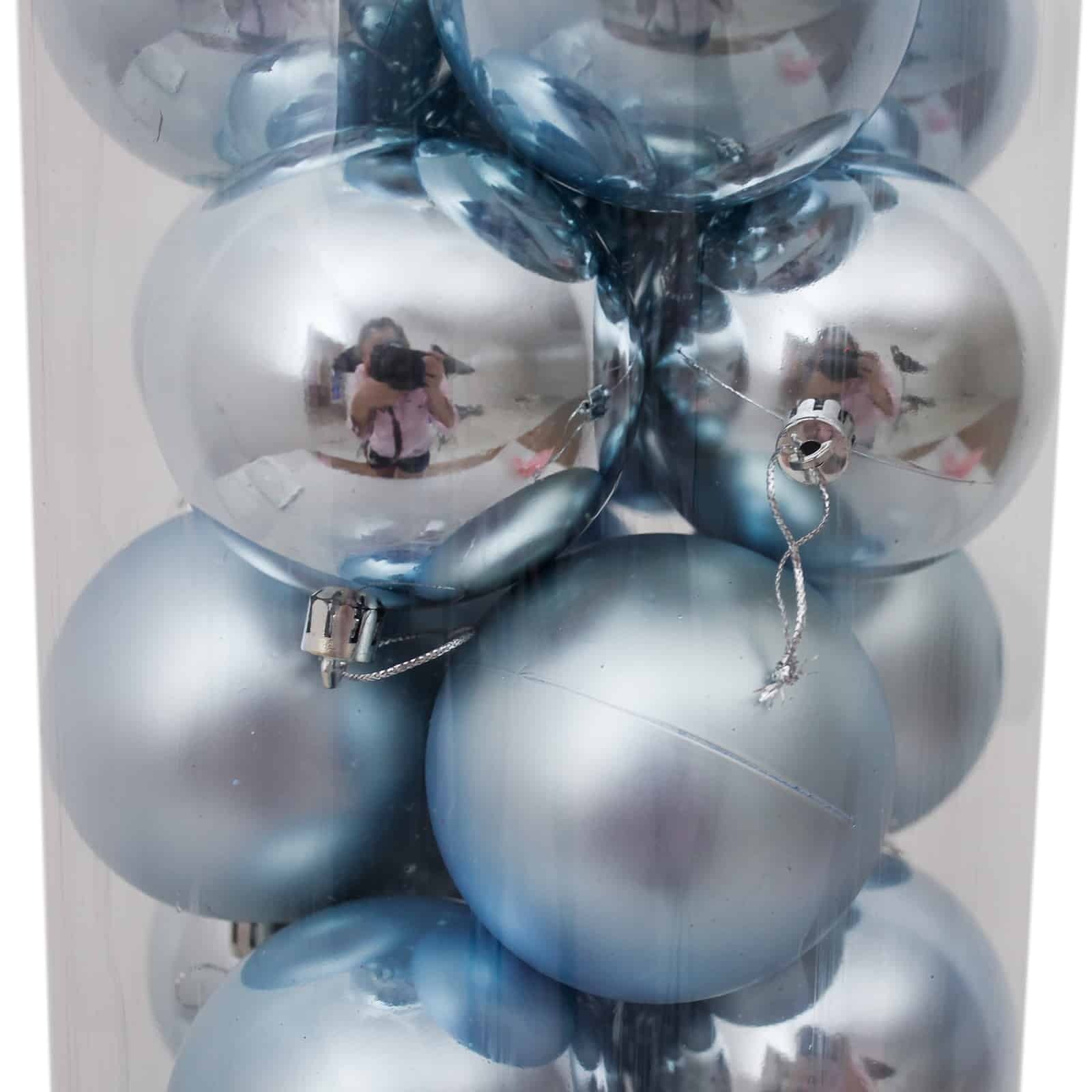 Baby Blue Christmas Baubles 80mm 48 Pack