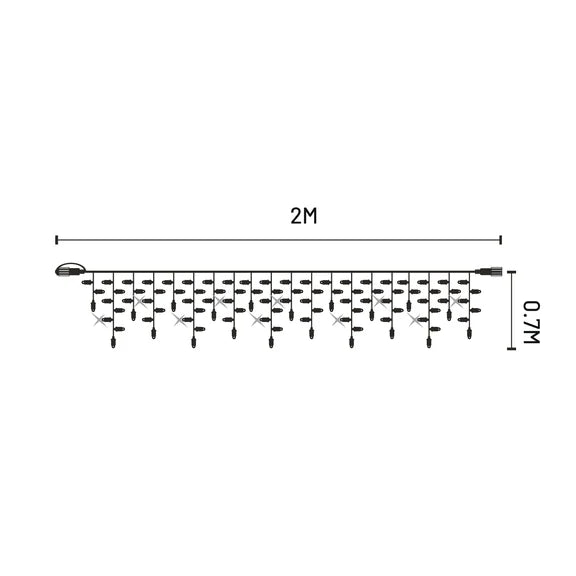 Commercial 2m x 0.7m LED Icicle Light - Warm White + Flashing White