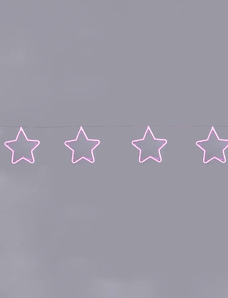 PINK Neon Christmas Motif Set of 5 Stars
