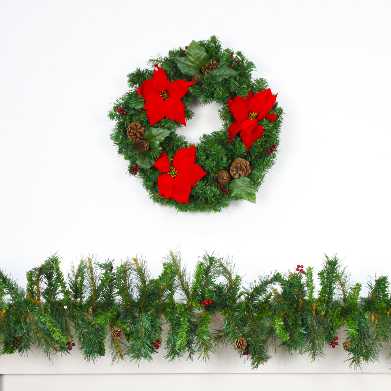 Red Ponsietta Wreath 60cm