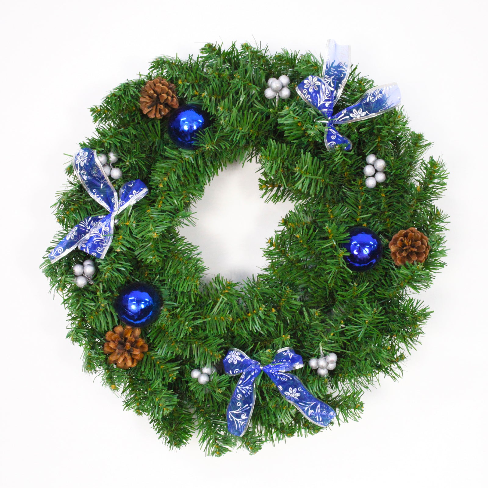 Blue & Silver Pre-Decorated Wreath 60cm