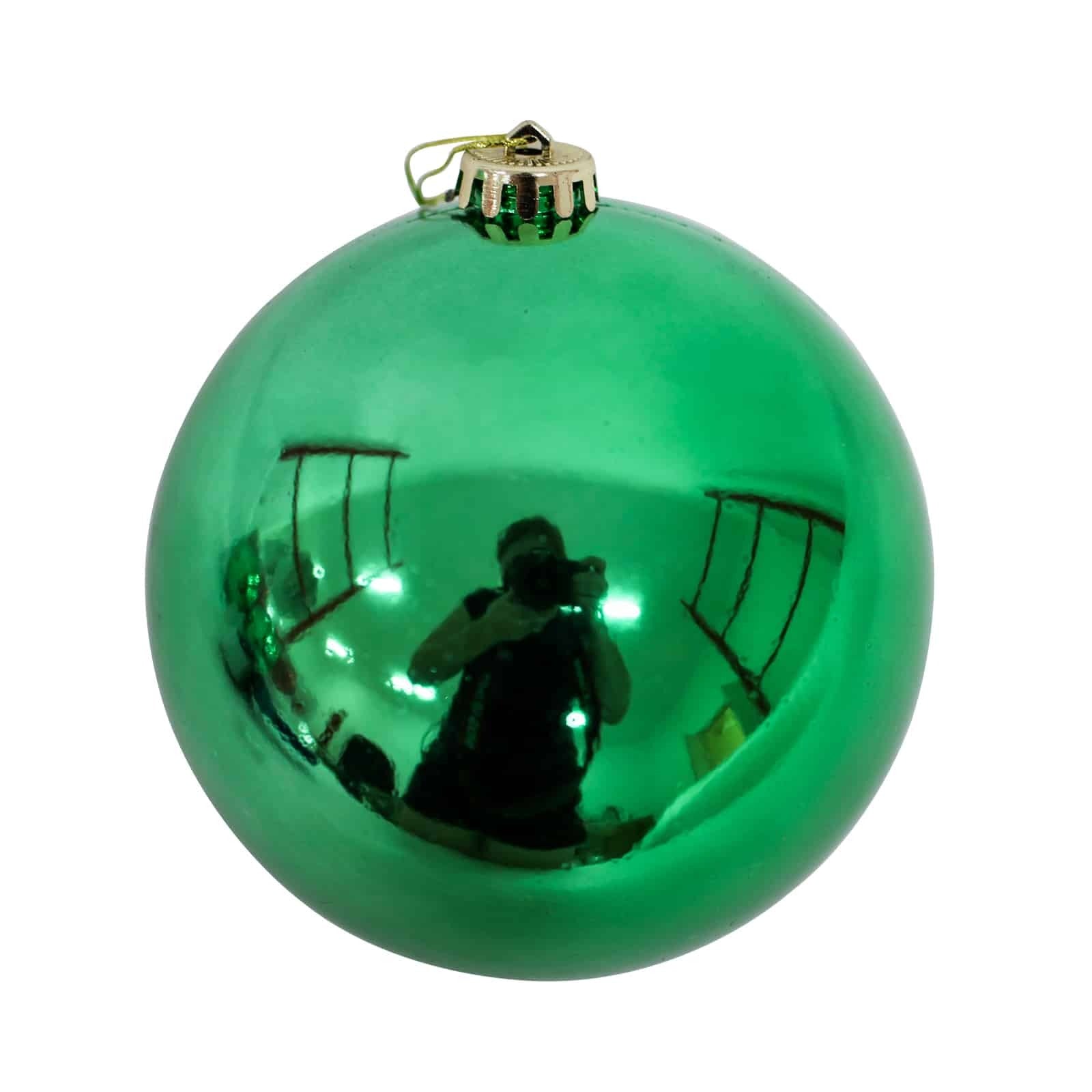 150mm Christmas Baubles GREEN 3 Balls Gloss