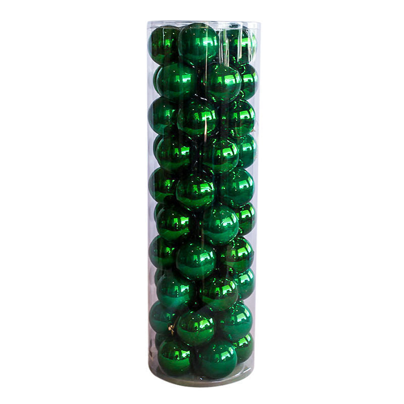 GREEN 70mm Christmas Baubles Gloss Pearl 48 Pack