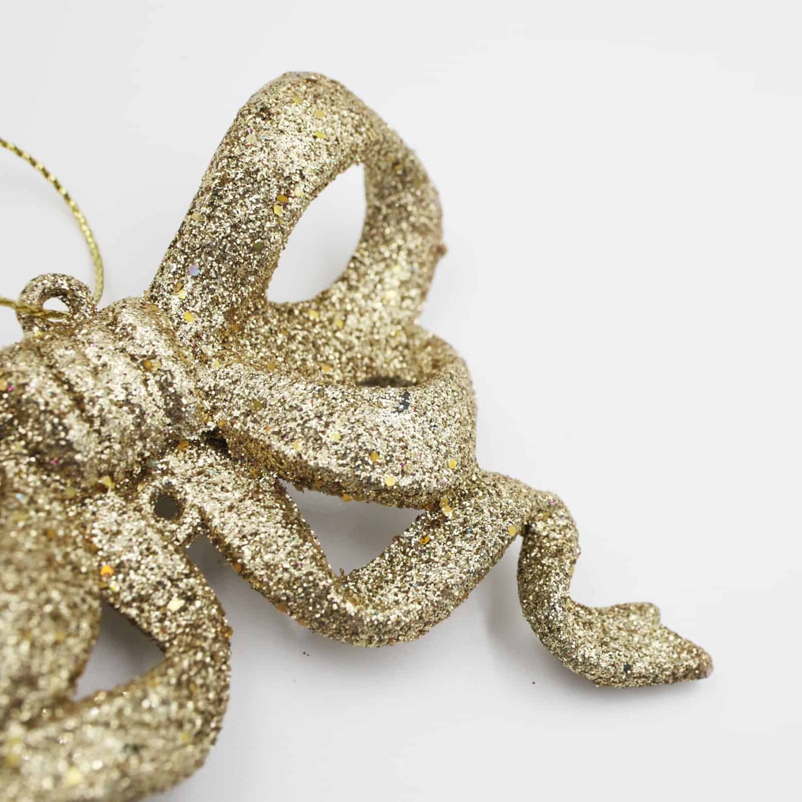 10 CHAMPAGNE GLITTER BOWS 95mm