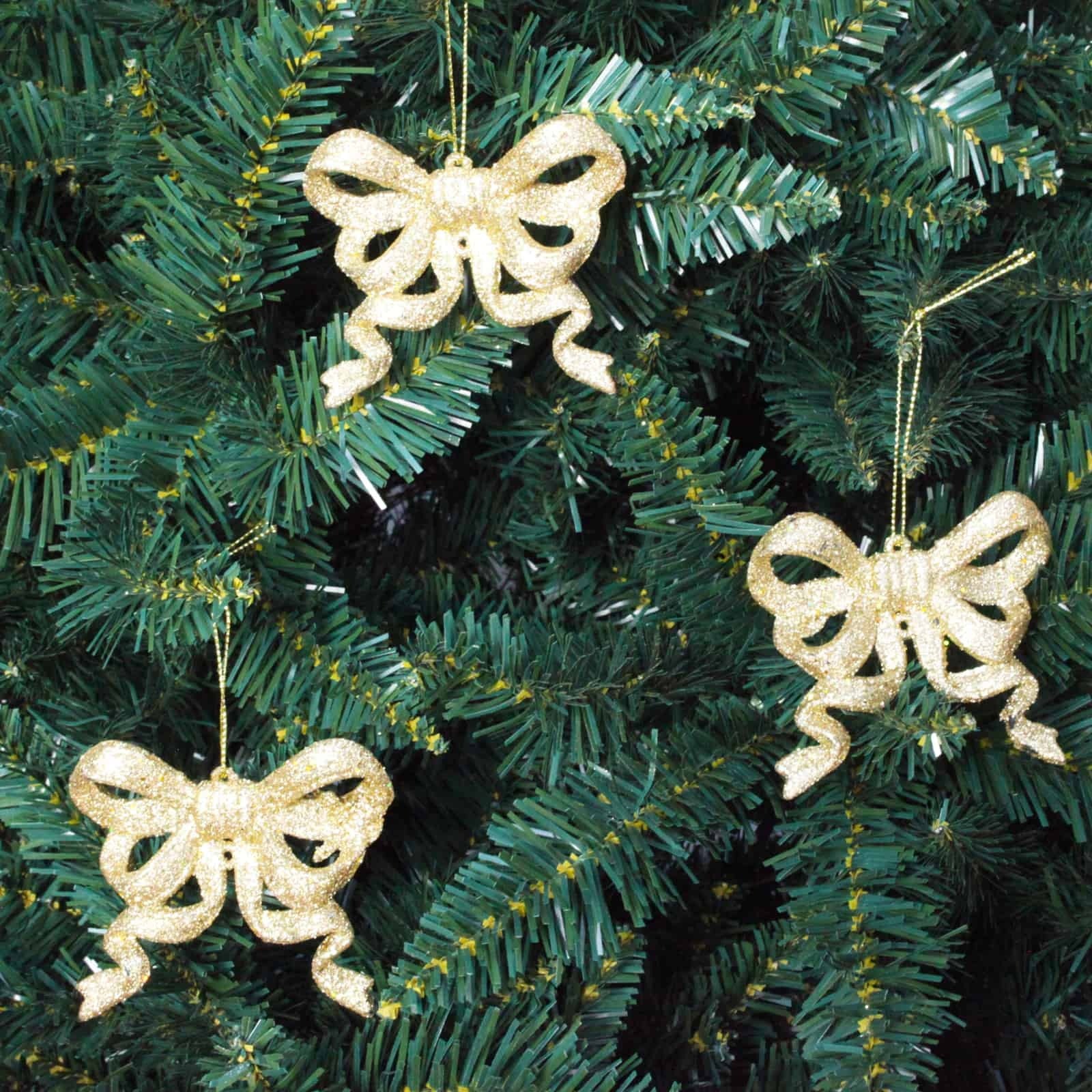 10 CHAMPAGNE GLITTER BOWS 95mm