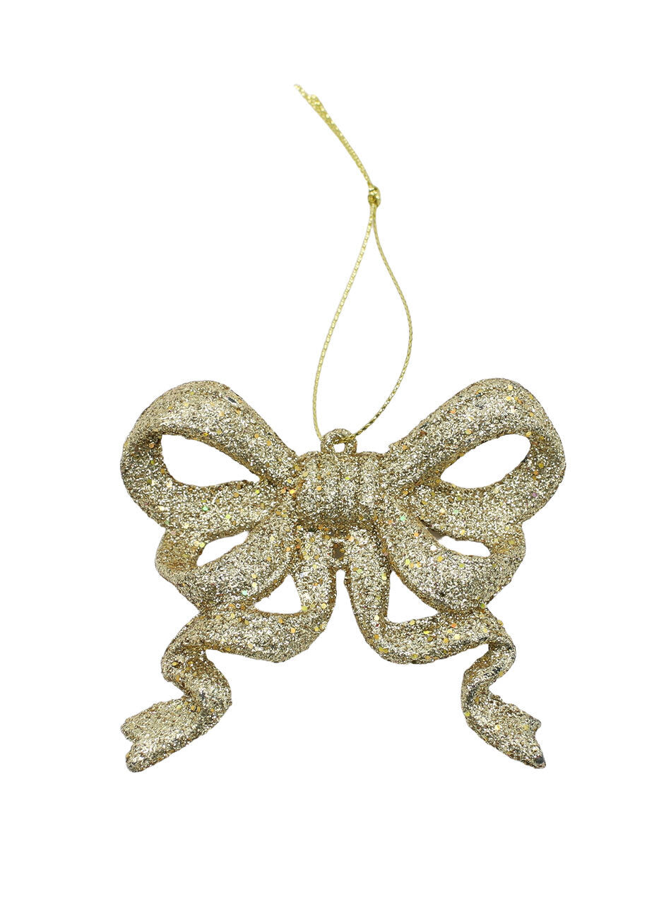 10 CHAMPAGNE GLITTER BOWS 95mm