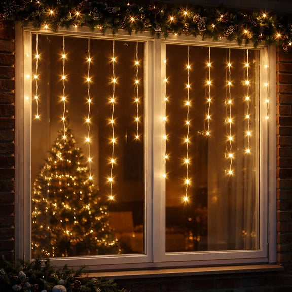 Snowing Icicle Lights - Warm White, 360 LED