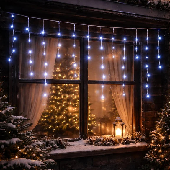 Snowing Icicle Lights - Cool White, 360 LED