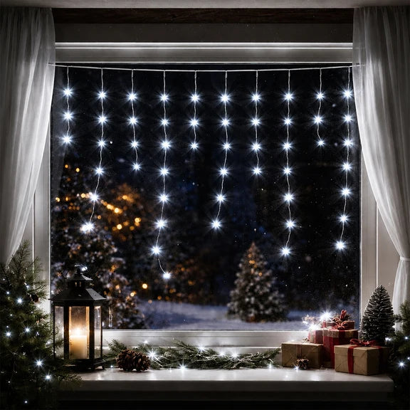 Snowing Icicle Lights - Cool White, 360 LED