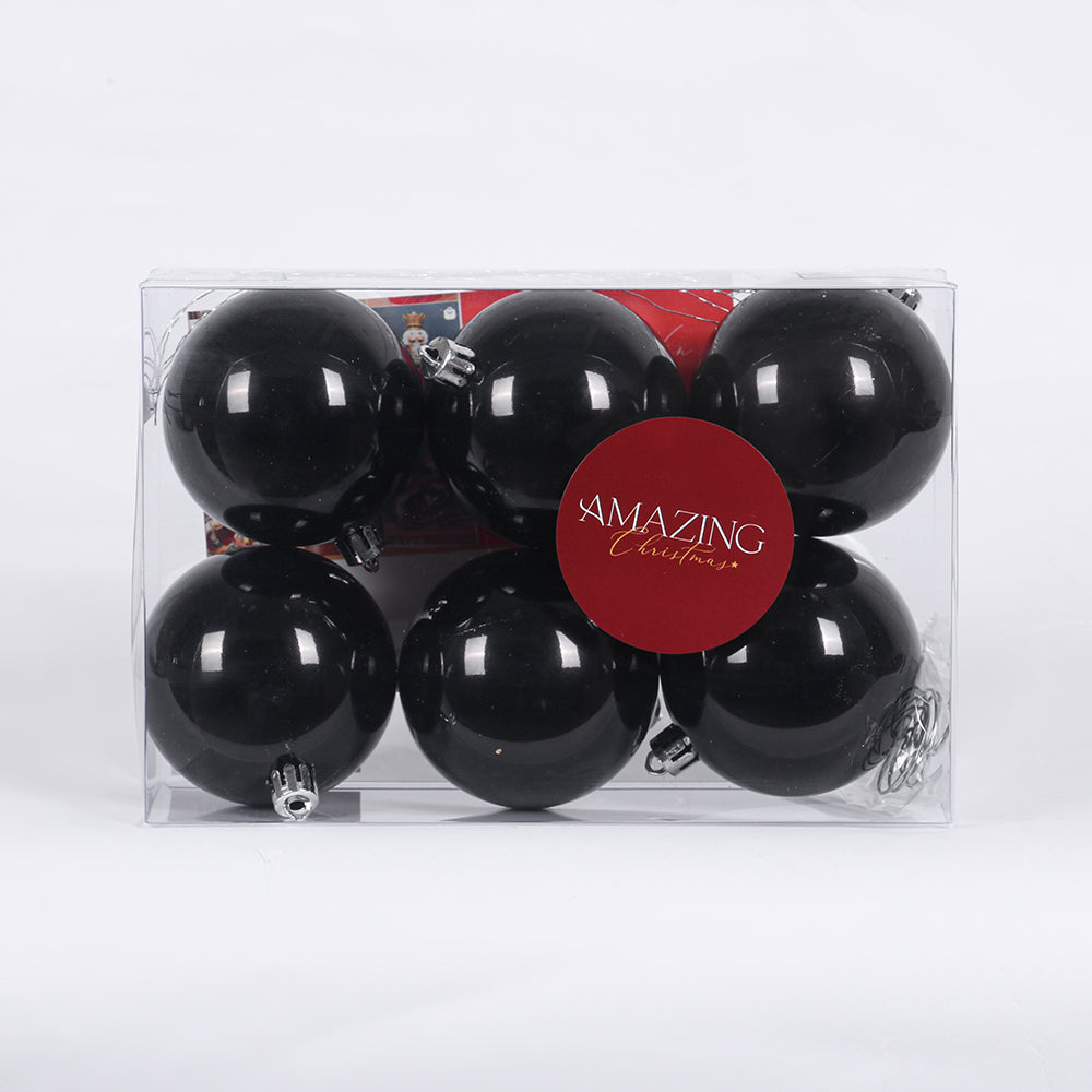 Black Christmas Baubles 70mm Pearl Small Packs
