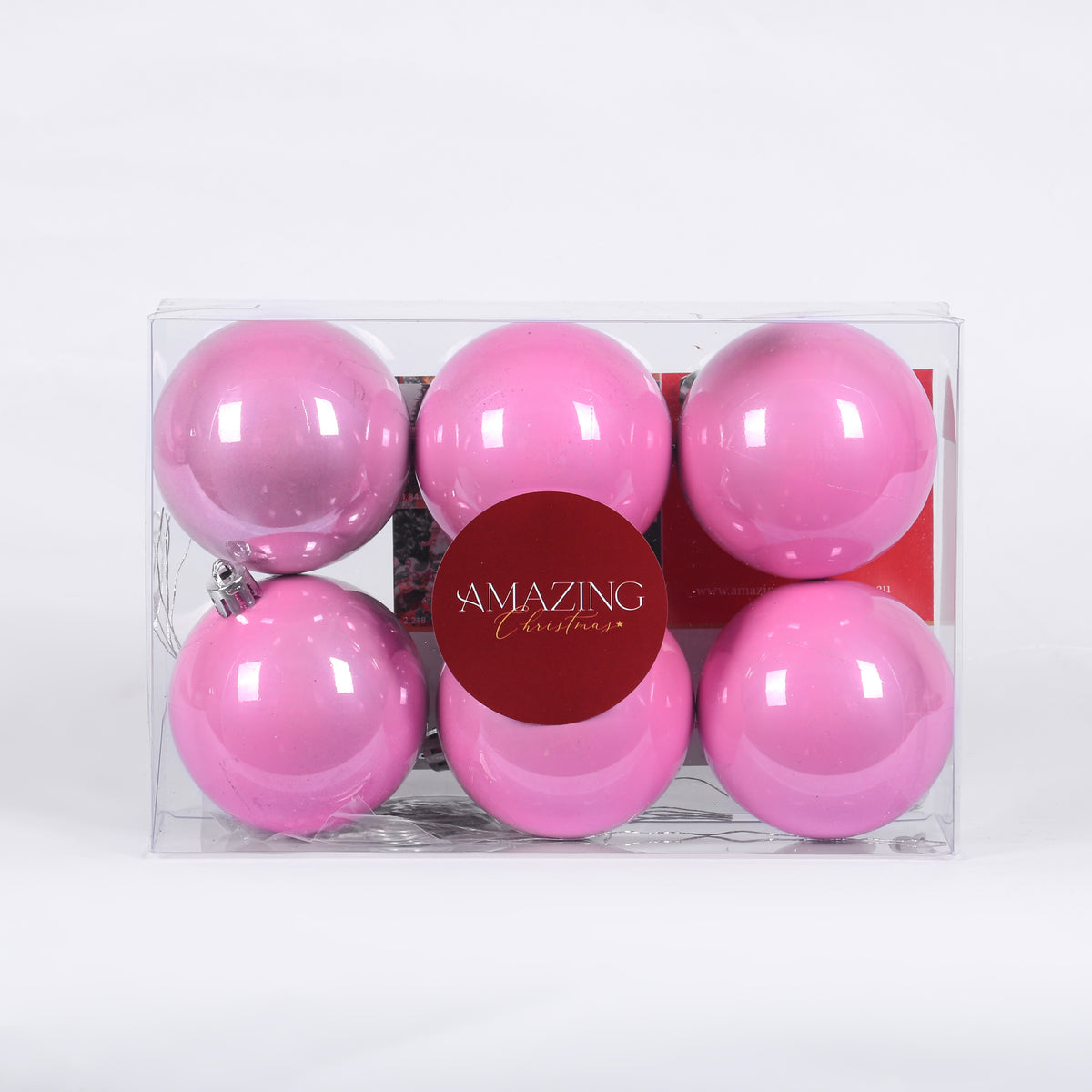 Baby Pink Christmas Baubles 70mm Pearl Small Packs
