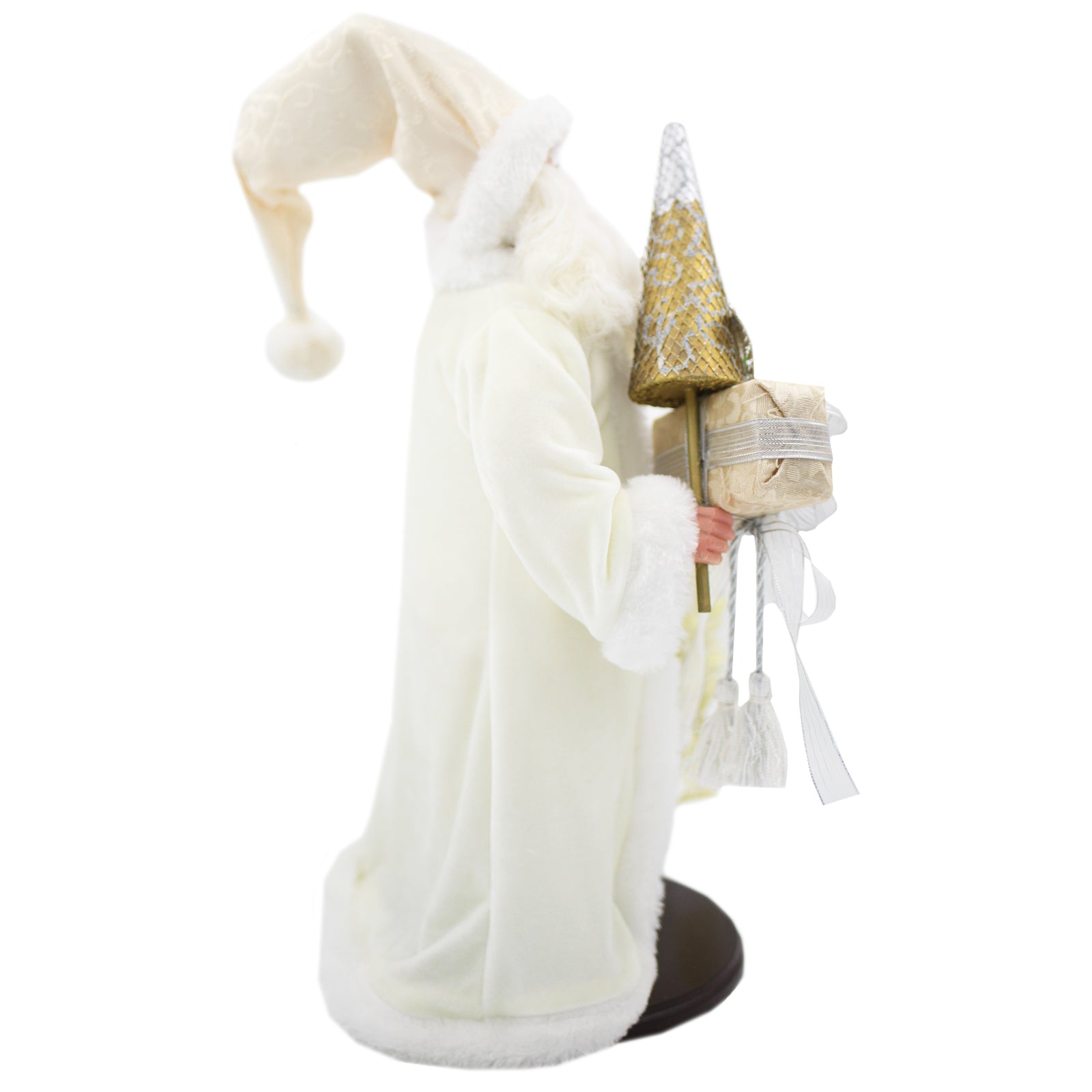 Santa Ornament Traditional Golden White 48cm