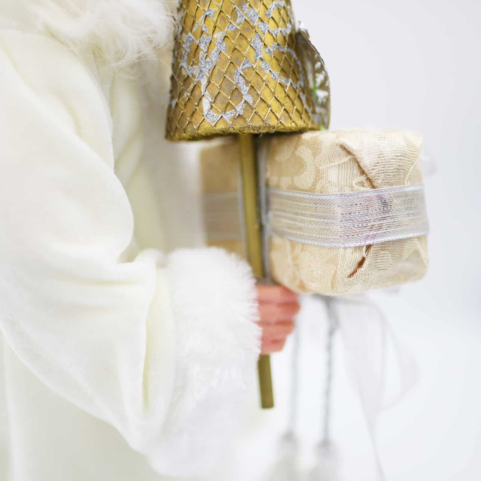 Santa Ornament Traditional Golden White 48cm