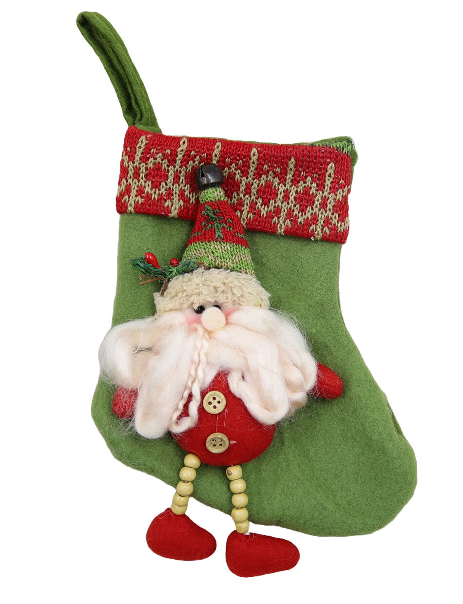 Santa Christmas Santa Mini Stocking 18cm - Green