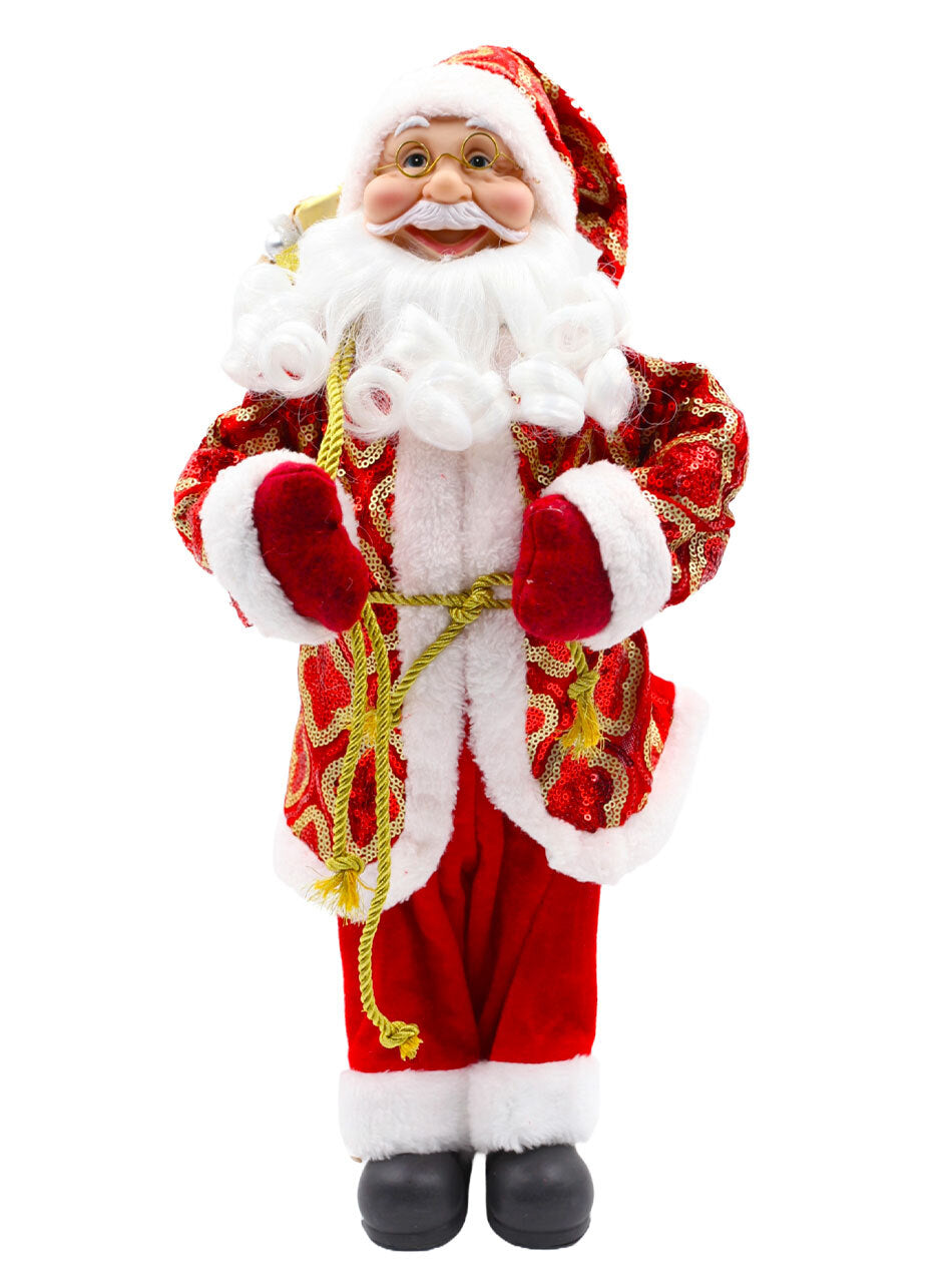 Santa in Sequin Jacket Christmas Ornament 45cm Red & White