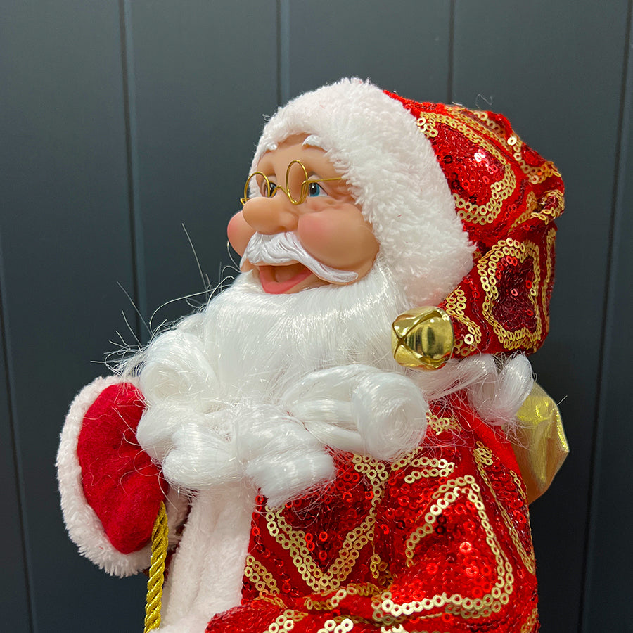 Santa in Sequin Jacket Christmas Ornament 45cm Red & White