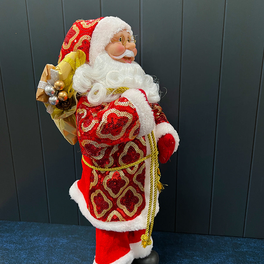 Santa in Sequin Jacket Christmas Ornament 45cm Red & White