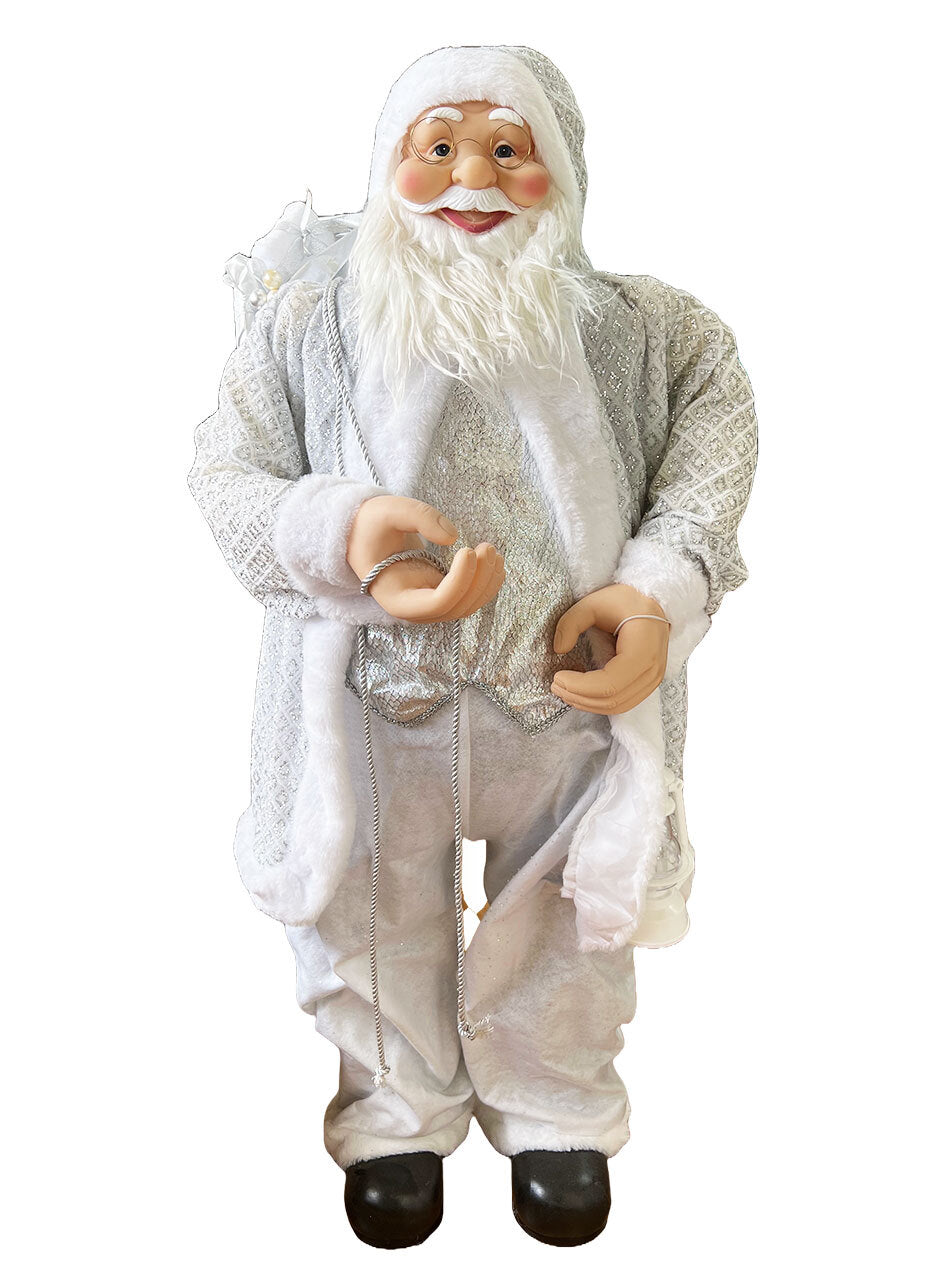 Santa in Sequin Jacket Christmas Ornament 120cm - White