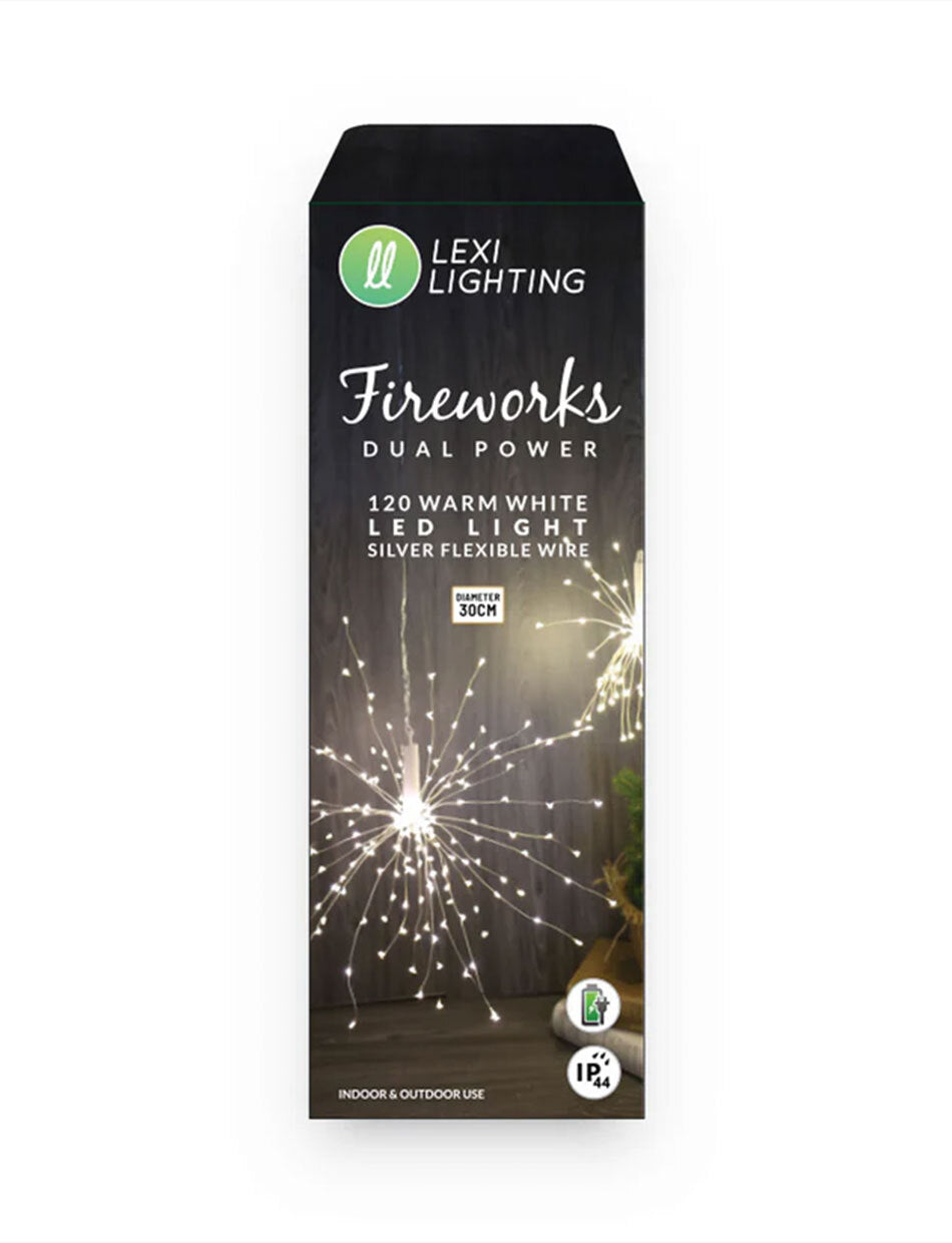 WARM WHITE Dual Power Firework Hanging Light 120 LED