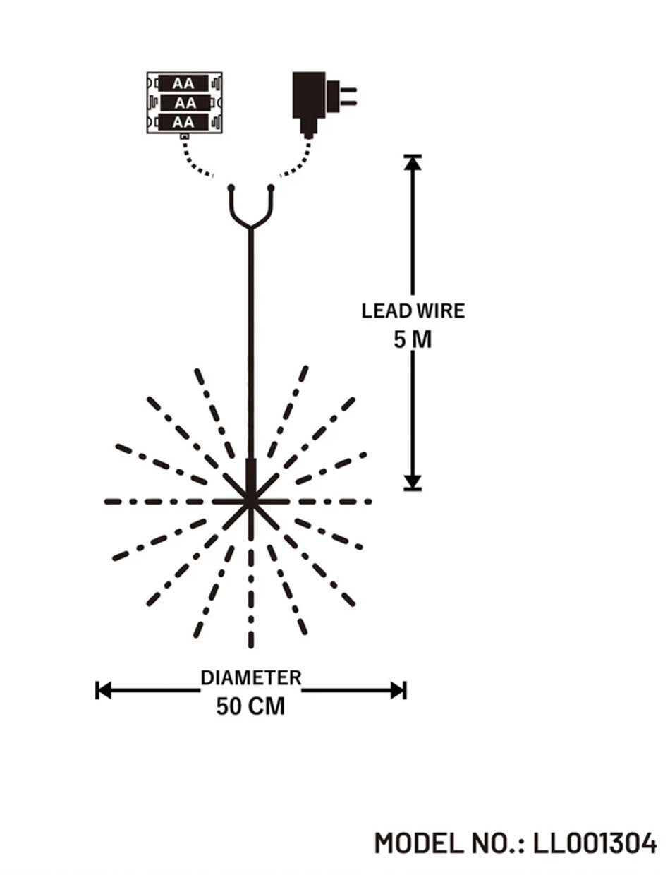 WARM WHITE Dual Power Firework Hanging Light 200 LED