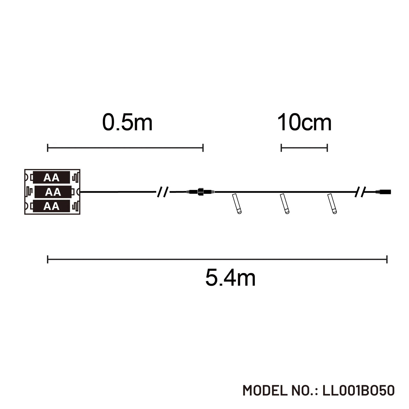 BLUE 50 LED Fairy Lights Battery Operated